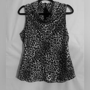 RACHEL Rachel Roy Women’sBlack and Gray Animal Print Blouse, Medium